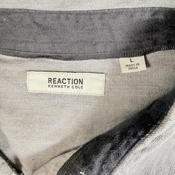 Kenneth Cole Men's Shirt Large Button Up Long Sleeve Gray Tab Shoulder Modern - Picture 3 of 9